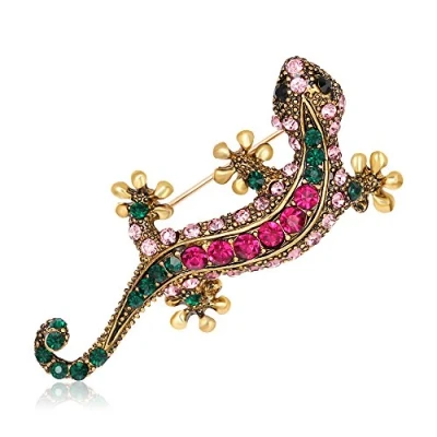 Image of Brooch Pins for Women, Enamel Crystal Animal Insect Pin Lapel Large Safety (Lizard)