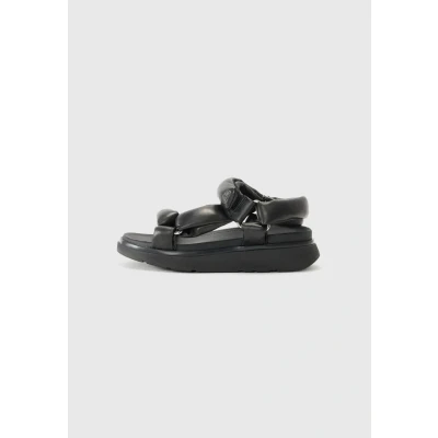 Image of FitFlop Women&#039;s Gen ff Soft Leather Back Strap Sandals Wedge, All Black, 4 UK