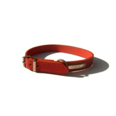 Image of Bridle Leather Dog Collar (Red, 20&quot; x 7/8&quot; (inches))