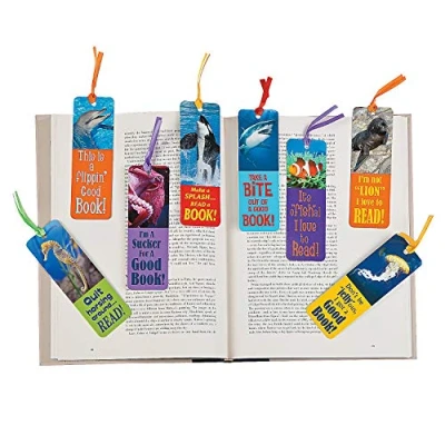 Image of MunchieMoosKids Pack of 12 Realistic Ocean Sea Life Animal Bookmarks Great Party Loot Bag Fillers