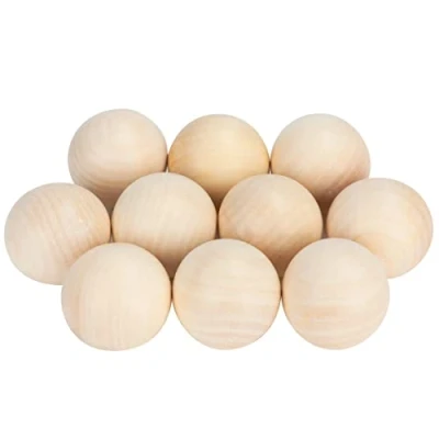 Image of BELLE VOUS Wooden Craft Balls (10 Pack), 5cm Diameter, Unfinished Natural Wood Beads for DIY Projects, Jewelry Making, Home Decoration, Arts and Crafts