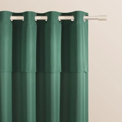 Image of ROOM99 Mia Curtain with Silver Eyelets, 140 x 260 cm Width Height Blackout Sliding Curtains, Decorative Modern for Living Room, Bedroom, Bottle Green