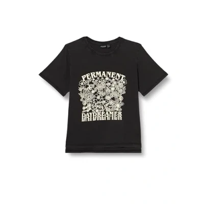 Image of PIECES Women&#039;s Pcfinley SS T Shirt, Black/Detail: Acid wash and Front Print, S