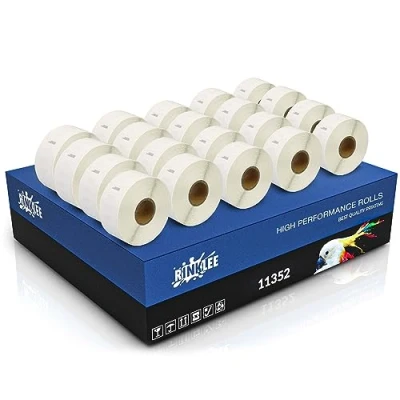 Image of RINKLEE 11352 S0722520 Label Rolls Compatible with DYMO LabelWriter 4XL 450 400 330 320 310 Duo/Turbo/Twin Turbo Seiko SLP 430 420 410 200 100 25 x 54 mm 20 Pack