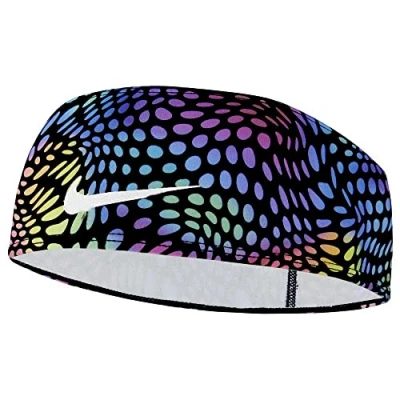 Image of Nike DRI FIT Swoosh Headband 2.0 Made of Polyester and Elastane in Black/Dynamic Turq/Silver, N.100.4515.930.OS