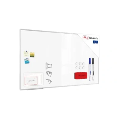 Image of ALLboards Magnetic Whiteboard 170x100cm with Silver Aluminium Frame Premium Expo, White Board Wipe Dry Erase Wall Mounted Office School Classroom Kids Noticeboard