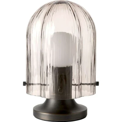Image of GUBI Seine table lamp, antique brass, smoked grey glass