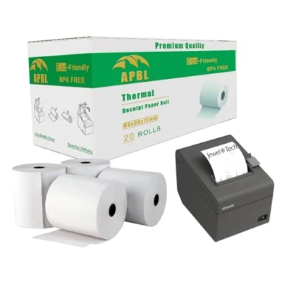Image of 40 Rolls 80x80mm Premium Quality Receipt Paper Thermal BPA Free Compatible with All POS Systems, Cash Registers