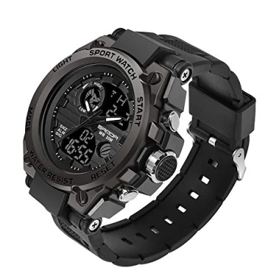 Image of AIMES Mens Watches Sports Outdoor Waterproof Military Watch for Men Tactical Analog Digital Date Alarm Stopwatch Multi Function Tactics Big Face Wristwatch Men, All Black, Sport