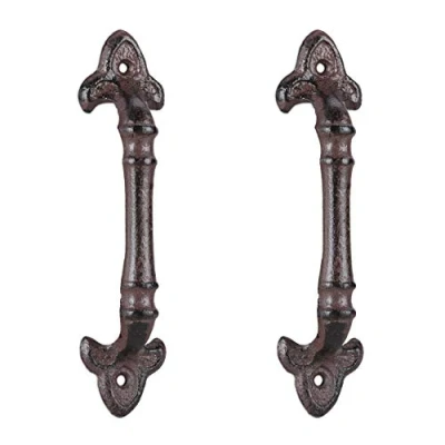 Image of Relaxdays 2 x Vintage Furniture Handles, Antique Door Grips for Cupboards, Drawers, Cast Iron, HWD: 20x4.5x4 cm, Brown