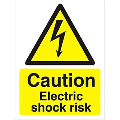 Image of Seco Caution Electric Shock Risk Sign, 200mm x 300mm Self Adhesive Vinyl