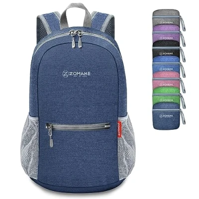 Image of ZOMAKE 10L Small Foldable Backpack Lightweight Packable Daypack for Travelling Hiking,Mini Rucksack Kids Adult and Teenager(Sapphire Blue)