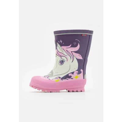 Image of Viking Jolly Unisex Wellies purple/multicoloured for kids, Size: 3.5, Purple/multi coloured Synthetics