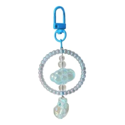 Image of MZRAN Keychain Keyrings For Women Girls, Cute Beaded Cloud Acrylic Crown Heart Keyring Backpack Pendant Girls luminous Unique Jewelry