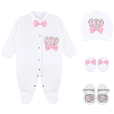 Image of Lilax Baby Girl Newborn Jewels Layette 4 Piece Gift Set, Pink, 0 3 Months