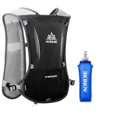Image of 5L Hydration Backpack Bicycle Bag Lightweight Hiking for Outdoor Climbing Running Cycling Biking Water With System (Black 500ml Bottle, One Size)