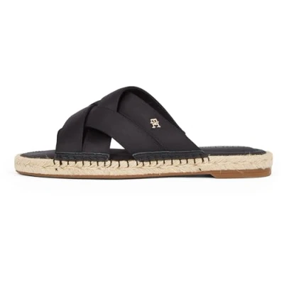 Image of Tommy Hilfiger Women’s Satin Espadrille Mules, Black (Black), 3.5