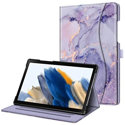 Image of FINTIE Case for Samsung Galaxy Tab A8 10.5 inch 2022 Model (SM X200/X205) Multi Angle Viewing Folio Stand Cover with Pocket, Auto Wake/Sleep, Lilac Marble