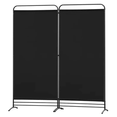 Image of Angel Living Paravent 2 Panels Foldable Room Divider Freestanding Screening Wall Partition for Offices, Balcony, Bedroom, Outdoor Garden 162x180cm Black