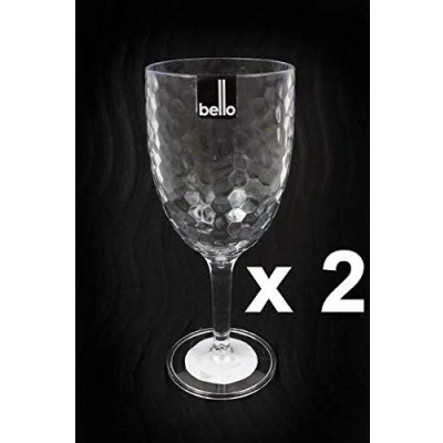 Image of Set of 2 Bello Dimple Plastic Picnic Party Wine Glass Goblet Goblets