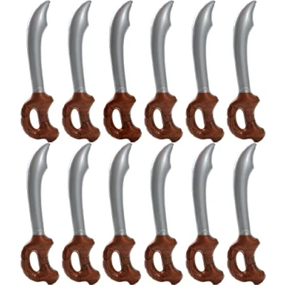Image of Quickdraw 12 x Inflatable Pirate Sword 60cm Blow Up Cutlass Fancy Dress Party Prop Cosplay Accessory