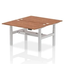 Image of Air B2B 1400x800mm Height Adjustable 2P Bench Desk CP Walnut/Silver