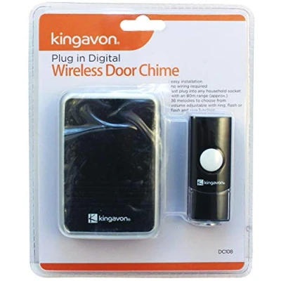 Image of Kingavon Plug In Digital Wireless Door Chime, Black
