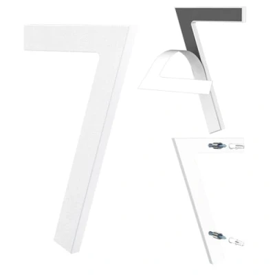 Image of Yafimea 6 Inch White House Numbers, Large Self Adhesive or Screw On Numbers with 3D Floating Shadow Effect, Fit for Outdoor Gate Fence Wall (7)
