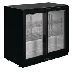 Image of Polar Back Bar Cooler with Sliding Doors in Black LED Lighting 198Ltr 230W
