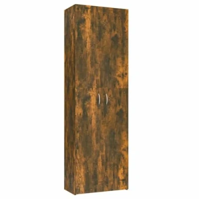 Image of vidaXL Office Cabinet Engineered Wood, Smoked Oak Finish, Scandinavian Design, 5 Compartments for Neat Storage, 60x32x190 cm