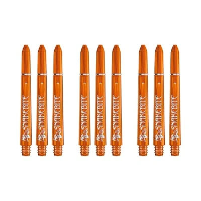 Image of RED DRAGON Peter Wright Snakebite Signature Series Medium Orange Stems 3 Sets Per Pack (9 Shafts in Total)