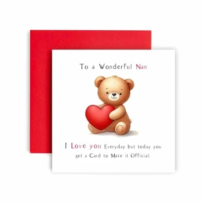 Image of Huxters Cute Birthday Card for Nan Mother&#039;s Day Bear Heart I Love you Everyday to Prove it Her Women 14.8cm (Nan)
