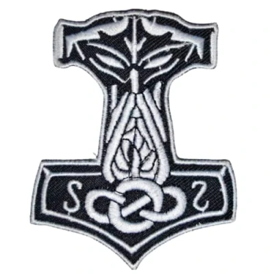 Image of Mjolnir Viking Thor Hammer Loki Odin Skins Iron On Embroidered Patch
