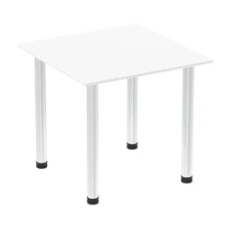 Image of Impulse 800mm Square Table White Top Chrome Post Leg
