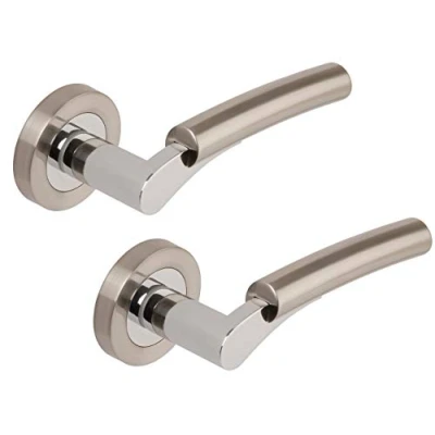 Image of Excel DH3650 Ultimo Passage Door Handles on Round Rose, Duel Satin Nickel/Polished Chrome