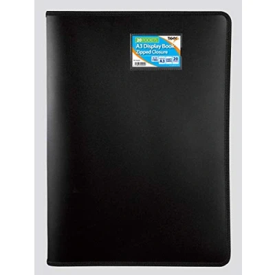 Image of Tiger A3 Premium Black Zip Up Presentation Display Book Folder Portfolio 20 Pocket (40 Views)