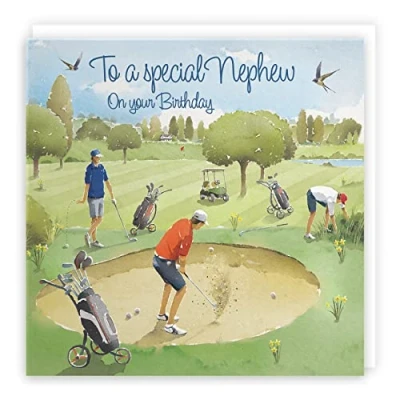 Image of Hunts England Nephew Golfing Birthday Card Golf Milo&#039;s Gallery Fun Golfers For Boys Or Men Funny