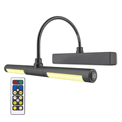 Image of HONWELL Picture Light wite Remote Control, Wireless Battery Operated LED Painting Wall Lights, 13&quot; Rotatable Head with 3 Lighting Modes, Dimmable Display Lamp Timer for Dartboard Art