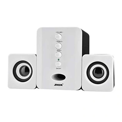 Image of PC Stereo Speakers,Mini USB 2.1 Wired Combination Speaker Bass Music Player Subwoofer,suitable for cellphone, tablet, laptop, PC, desktop computer (White)