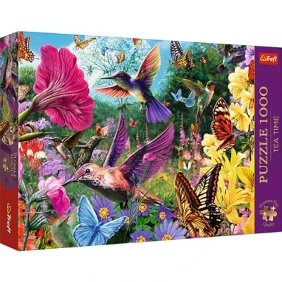 Image of Trefl Hummingbirds &amp; Butterflies 1000 Piece Jigsaw Puzzles for Adults Children Aged 12+ Tea Time Beautiful Garden Nature Birds Premium Puzzle