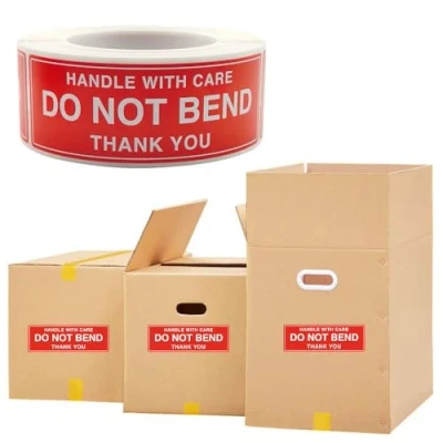 Image of 300 PCS Do Not Bend Stickers Red Warning Label Fragile Labels Thank You for Packing Shipping Packaging Boxes