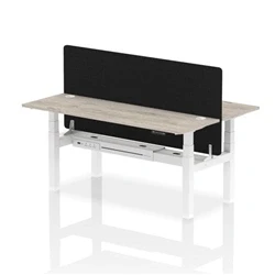 Image of Air B2B 1800x600mm Adjustable 2P Bench Desk CP Grey Oak/White + Screen