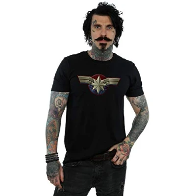 Image of Marvel Men&#039;s Captain Chest Emblem T Shirt Black Large