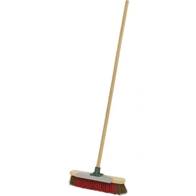 Image of Sealey Heavy Duty Stiff/Hard Bristle Broom with Scraper 16&quot;(405mm)