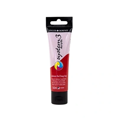 Image of Daler Rowney System3 Acrylic Paint, Plastic Tube, 2oz 59 ml, Cadmium Red Deep Hue