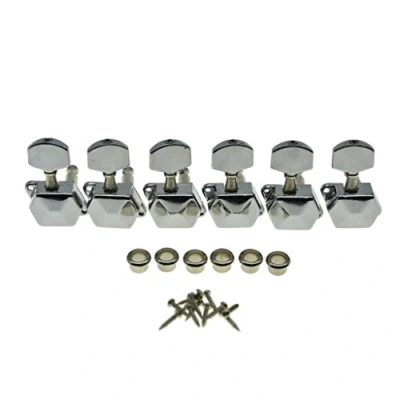 Image of KAISH 6 Inline Semi Closed Guitar Tuning Keys Pegs Tuners Machine Heads for Electric Guitars Chrome