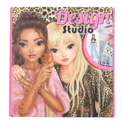 Image of Depesche 13345 Create Your Own TopModel Colouring Book Design Studio, with 30 Pages for Drawing Patterns, Including Stickers, Stencils and More, Multicoloured