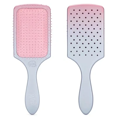 Image of WetBrush Paddle Detangler with HeatFlex Bristles and Aquavents to Help Drying, Wider Surface Area Detangles in Less time, Hair Ease, Feel Good Ombre, Pink Purple