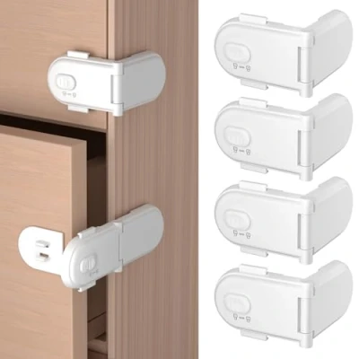 Image of REDTRON Baby Drawer Safety Lock, Child Proof Cupboard Locks with 3M Adhesive, Cabinets No Trapped Fingers, Tools Needed, Easy Installation(4 Pack, White)