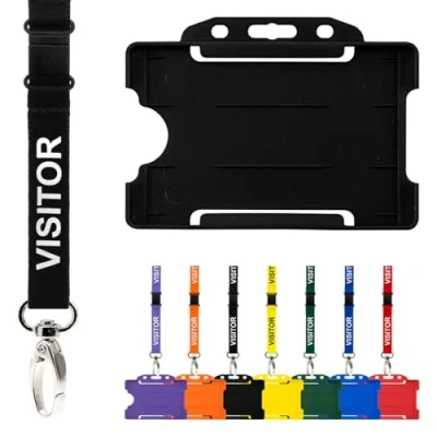 Image of CKB LTD Visitor Lanyard Badge Holder Double Pack ID Breakaway Safety Lanyards Neck Strap with Swivel Metal Clip Pull Quick Release Design (Black)